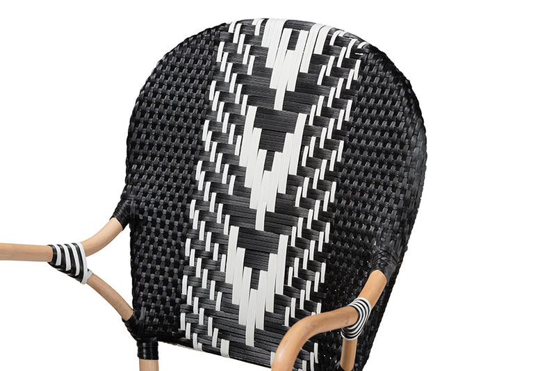 Adrika Two-Tone Black and White Weaving and Natural Rattan Dining Chair Baxton