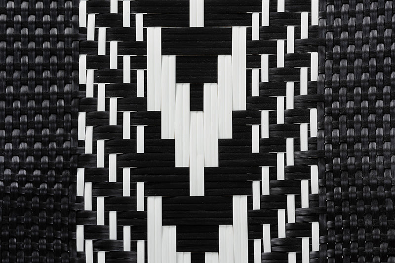 Adrika Modern French Two-Tone Black and White Weaving and Natural Rattan Indoor Dining Chair