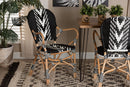 Adrika Two-Tone Black and White Weaving and Natural Rattan Dining Chair Baxton