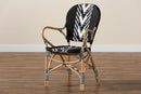 Adrika Two-Tone Black and White Weaving and Natural Rattan Dining Chair Baxton