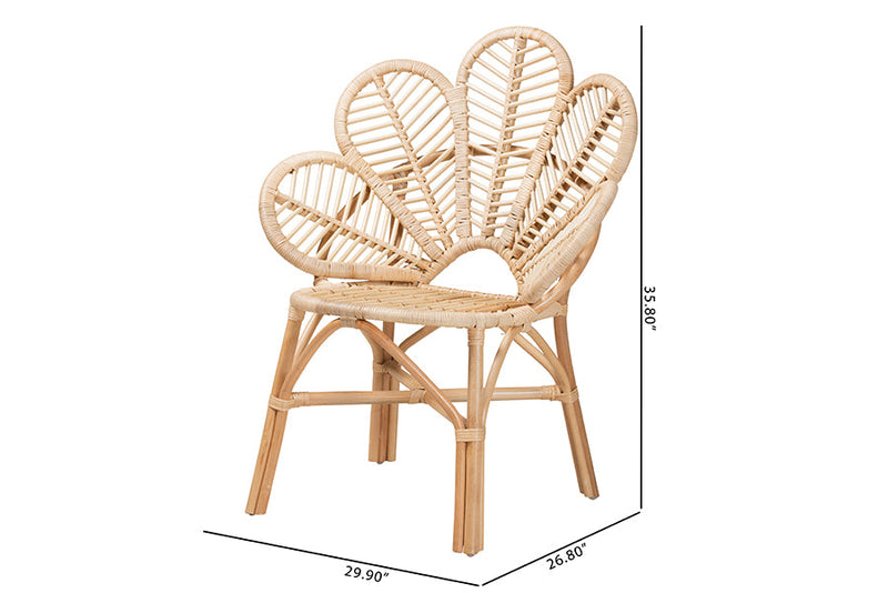 Netherlands Natural Brown Rattan Flower Chair Baxton