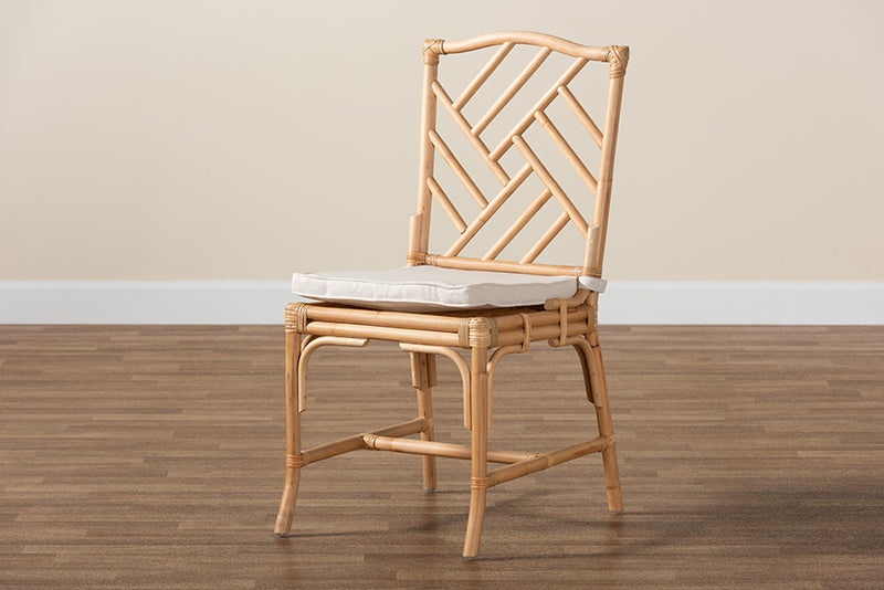 Rasia Modern Bohemian Natural Brown Rattan Dining Chair