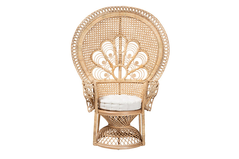 Erie Natural Brown Rattan Peacock Accent Chair Baxton