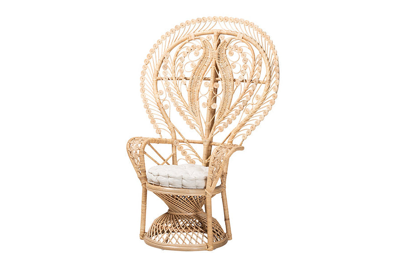 Fiorenza Natural Brown Rattan Peacock Accent Chair Baxton
