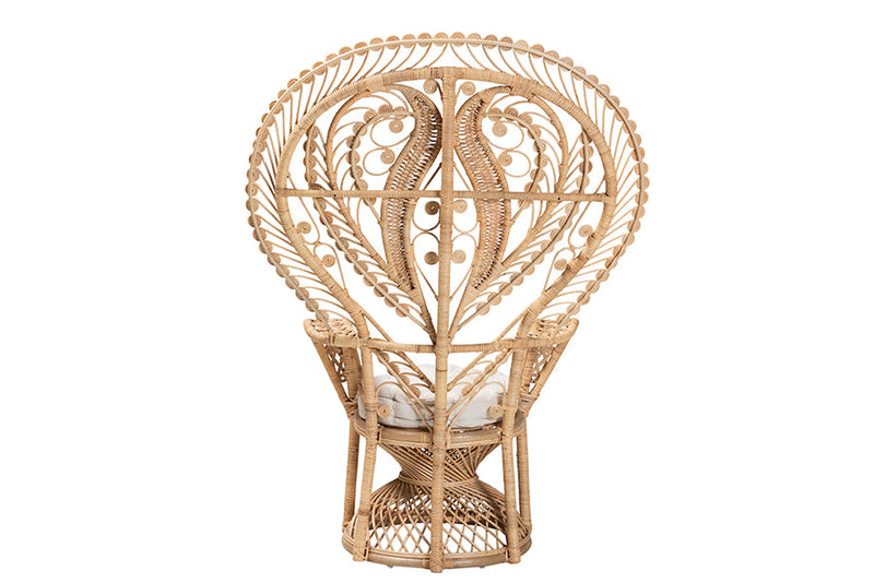 Fiorenza Natural Brown Rattan Peacock Accent Chair Baxton