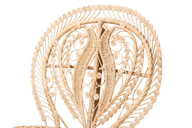 Fiorenza Natural Brown Rattan Peacock Accent Chair Baxton