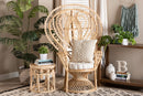 Fiorenza Natural Brown Rattan Peacock Accent Chair Baxton