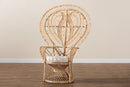 Fiorenza Natural Brown Rattan Peacock Accent Chair Baxton