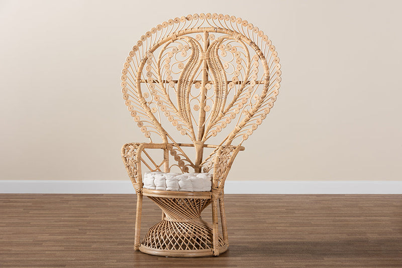 Fiorenza Natural Brown Rattan Peacock Accent Chair Baxton