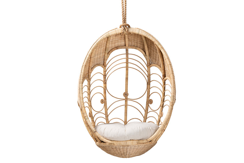 Prisca Modern Bohemian Natural Brown Rattan Hanging Chair