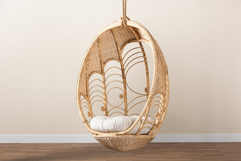 Prisca Natural Brown Rattan Hanging Chair Baxton