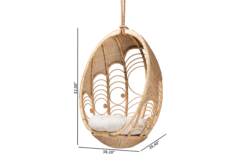 Prisca Modern Bohemian Natural Brown Rattan Hanging Chair