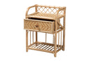Adrena Natural Brown Rattan 1-Drawer Nightstand Baxton