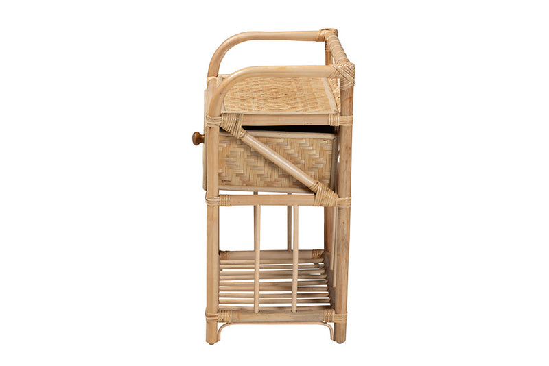 Adrena Natural Brown Rattan 1-Drawer Nightstand Baxton