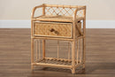 Adrena Natural Brown Rattan 1-Drawer Nightstand Baxton