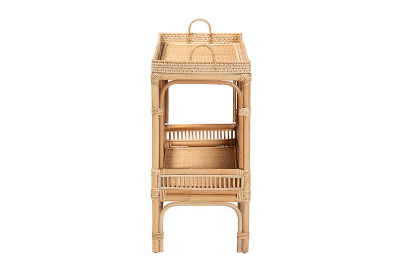 Devlin Natural Brown Rattan Console Table Baxton