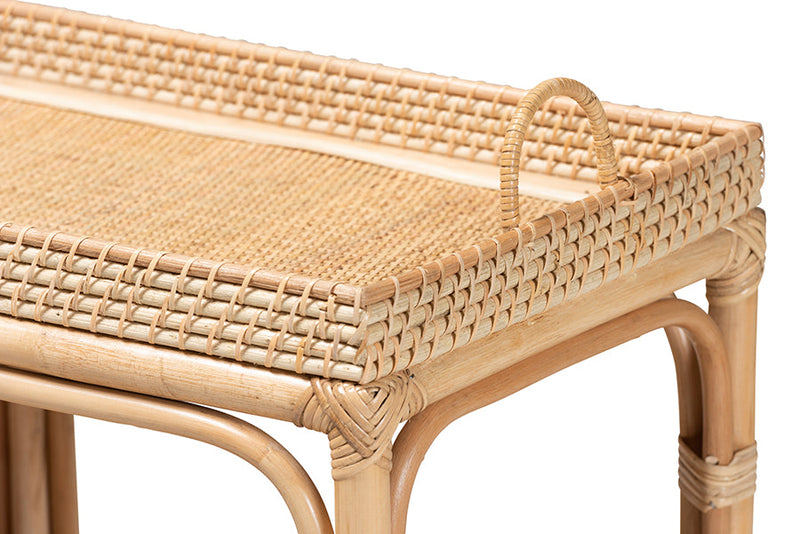 Devlin Natural Brown Rattan Console Table Baxton