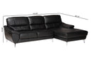 Harumi Modern Black Full Leather Sectional Sofa w/Right Facing Chaise Baxton