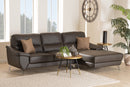 Harumi Modern Brown Full Leather Sectional Sofa w/Right Facing Chaise Baxton