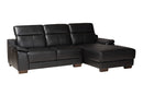 Suvi Modern Black Full Leather Sectional Sofa w/Right Facing Chaise Baxton