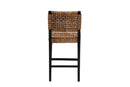 Delilah Dark Brown Mahogany Wood and Seagrass Counter Stool Baxton