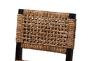 Delilah Dark Brown Mahogany Wood and Seagrass Counter Stool Baxton
