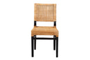 Merci Natural Brown Rattan and Espresso Brown Mahogany Wood Dining Chair Baxton