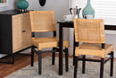 Merci Natural Brown Rattan and Espresso Brown Mahogany Wood Dining Chair Baxton