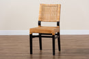 Merci Natural Brown Rattan and Espresso Brown Mahogany Wood Dining Chair Baxton