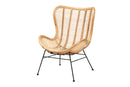 Rovelyn Natural Brown Rattan and Black Metal Accent Chair Baxton