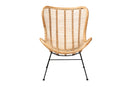 Rovelyn Natural Brown Rattan and Black Metal Accent Chair Baxton