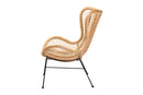 Rovelyn Natural Brown Rattan and Black Metal Accent Chair Baxton