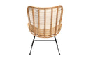 Rovelyn Natural Brown Rattan and Black Metal Accent Chair Baxton