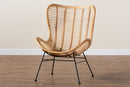 Rovelyn Natural Brown Rattan and Black Metal Accent Chair Baxton
