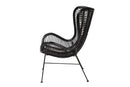 Rovelyn Black Rattan and Metal Accent Chair Baxton