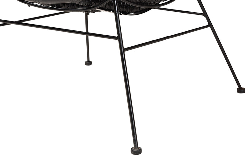 Rovelyn Black Rattan and Metal Accent Chair Baxton