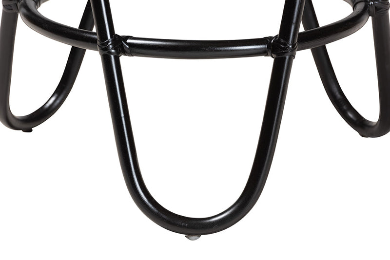 Magy Black Finished Rattan End Table Baxton