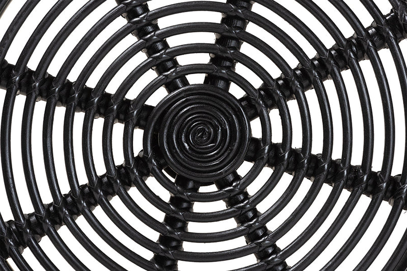 Magy Black Finished Rattan End Table Baxton