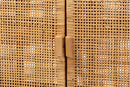 Perry Natural Brown Rattan and Mahogany Wood Storage Cabinet Baxton