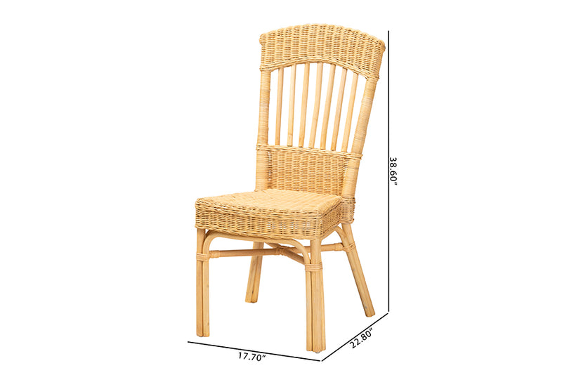 Kalien Modern Bohemian Natural Brown Rattan Dining Chair