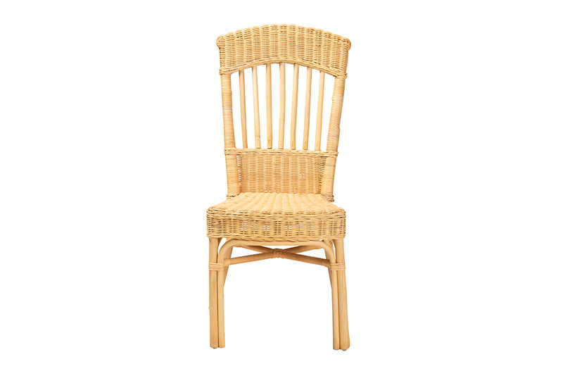 Kalien Modern Bohemian Natural Brown Rattan Dining Chair