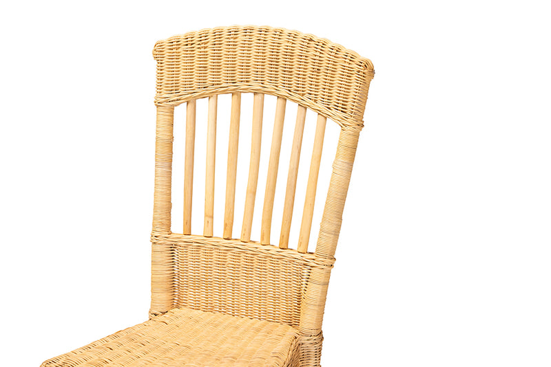 Kalien Modern Bohemian Natural Brown Rattan Dining Chair