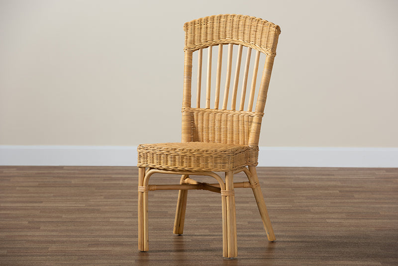 Kalien Modern Bohemian Natural Brown Rattan Dining Chair