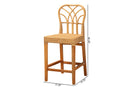 Ravenna Natural Rattan and Mahogany Wood Counter Stool Baxton