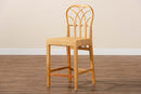 Ravenna Natural Rattan and Mahogany Wood Counter Stool Baxton