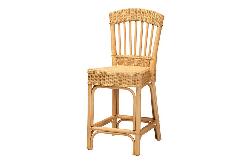 Kalien Modern Bohemian Natural Rattan Counter Stool