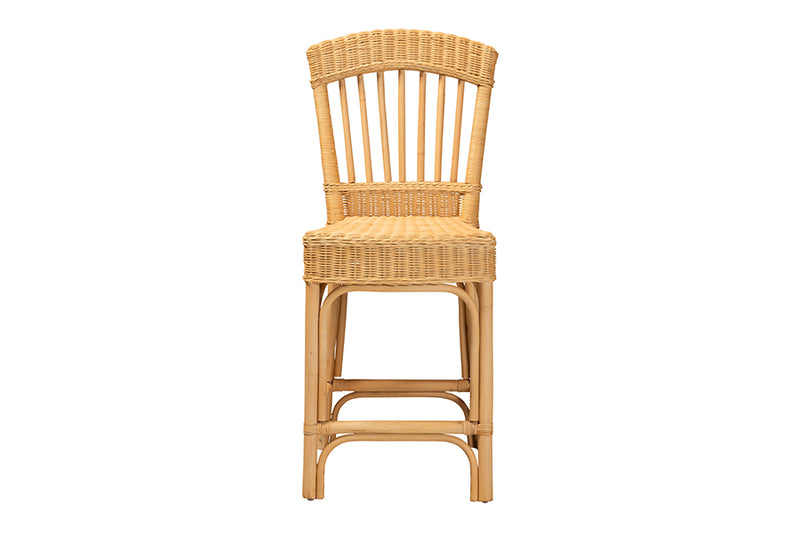 Kalien Modern Bohemian Natural Rattan Counter Stool