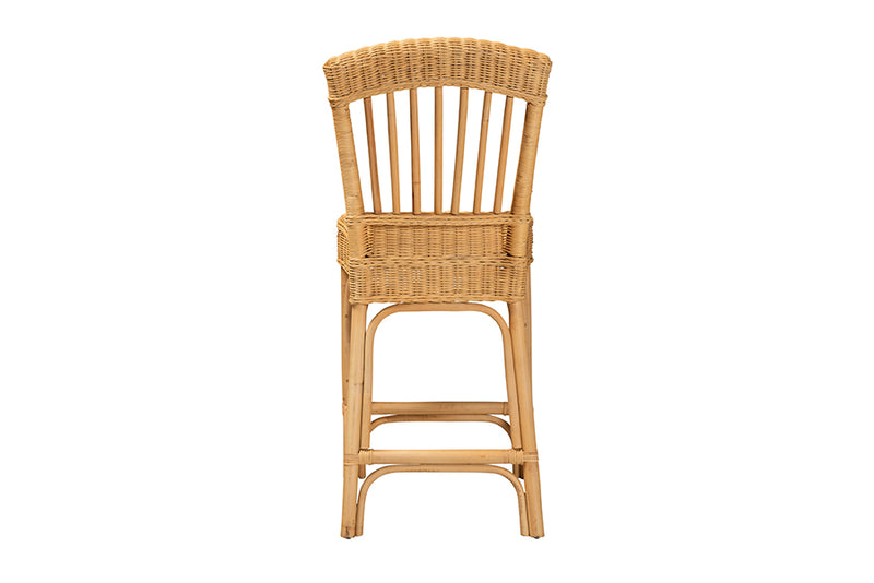 Kalien Modern Bohemian Natural Rattan Counter Stool