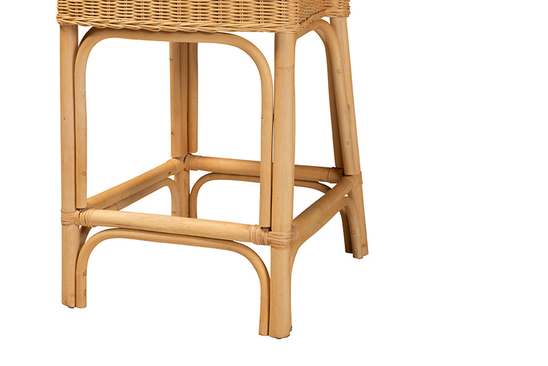 Kalien Modern Bohemian Natural Rattan Counter Stool