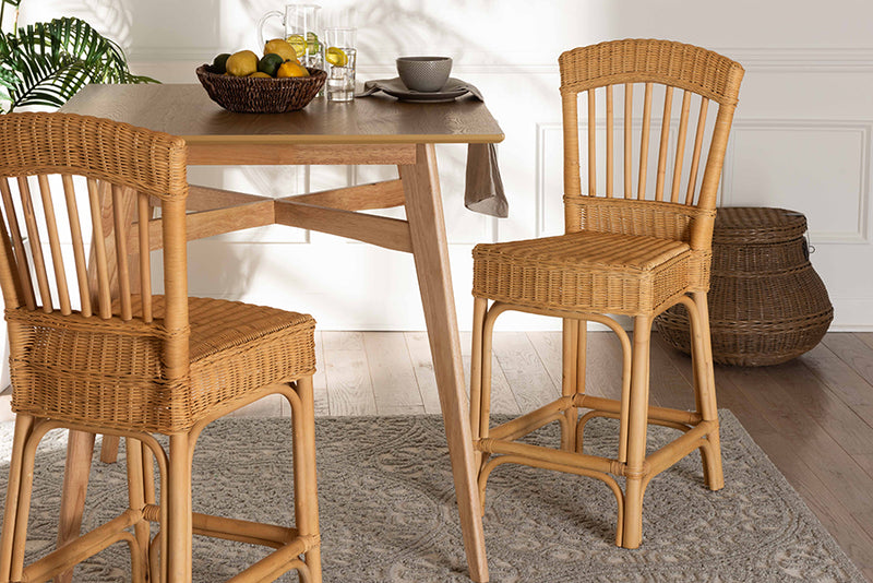 Kalien Modern Bohemian Natural Rattan Counter Stool